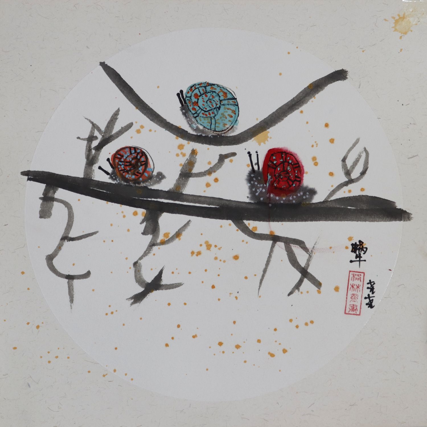 蜗牛，儿童画，林诗尧（5岁）